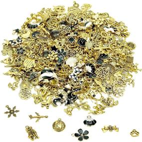 img 4 attached to 📿 110 Pcs Tibetan Antique Gold Charms, Mixed Gold Black Charms Pendants Bulk - Non-Tarnishing Earring Charms for Crafting DIY Necklace, Bracelet, and Jewelry Making