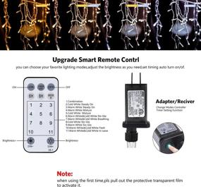 img 2 attached to 🎄 Outdoor Icicle Lights: 432 LED Window Curtain String Lights with 11 Modes, Christmas Lights in Warm White & Cool White. Waterproof Fairy Lights for Outdoor Garden Party Decor. Includes Remote Timer.