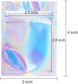 img 1 attached to 🌈 110-Count Resealable Smell Proof Bags Foil Pouch Flat Ziplock Bag - Ideal for Party Favors, Food Storage (Candies, Cookies, etc.) - Holographic Color, 3 x 4 Inch