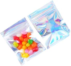 img 3 attached to 🌈 110-Count Resealable Smell Proof Bags Foil Pouch Flat Ziplock Bag - Ideal for Party Favors, Food Storage (Candies, Cookies, etc.) - Holographic Color, 3 x 4 Inch