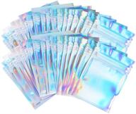 🌈 110-count resealable smell proof bags foil pouch flat ziplock bag - ideal for party favors, food storage (candies, cookies, etc.) - holographic color, 3 x 4 inch logo