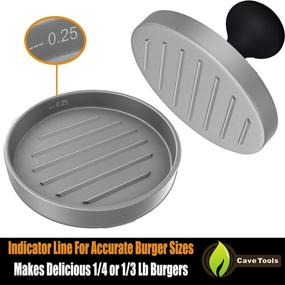 img 3 attached to 🍔 Cave Tools Burger Press - Ultimate Hamburger Maker for Perfectly Formed Patties - Includes 200 Non Stick Patty Papers for 1/4 lb or 1/3 lb Stuffed Pocket Burgers - Premium Aluminum Presser