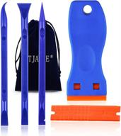 🔪 tjatse dual-end plastic razor blades scraper tool kits - multipurpose non-scratch scrapper for removing labels, stickers, food, paint, adhesive, and grime from any surface logo