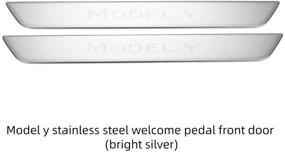 img 3 attached to 🚪 LUCKEASY Tesla Model Y 2020-2021 Stainless Steel Door Sill Protector Threshold Decoration Patch - Front Door Silver, Exterior Auto Accessories