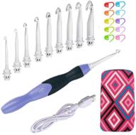 💡 rechargeable lighted crochet hooks set - latest case, 9 in 1 interchangeable heads with accessories logo