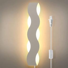 img 2 attached to Plug-in White Metal Acrylic LED Wall Sconce - Modern Non-dimmable Vanity Mirror 💡 Lamp for Bedroom and Living Room - 19W 3000K Warm White LED Night Light