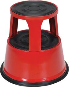img 1 attached to Vestil STEP-17-R Steel Rolling Step Stool, Red, Powder Coat Finish, 17-1/8'' Top Step Height, 500 lbs Capacity
