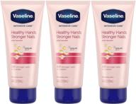 💅 vaseline intensive care healthy hand stronger nails lotion - pack of 3 (3.4 fl ounce / 100 ml): effective moisturizing & nail strengthening solution logo