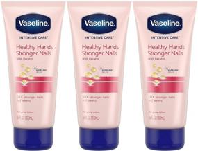 img 2 attached to Лосьон Vaseline Intensive Care для здоровых рук и крепких ногтей - набор из 3 штук (3.4 жидких унции / 100 мл): эффективное увлажнение и укрепление ногтей.