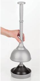 img 1 attached to 🚽 mDesign Gray Plastic Toilet Plunger Set with Lift & Lock Cover - Compact Discreet Freestanding Storage Caddy, Sleek Modern Design - Heavy Duty