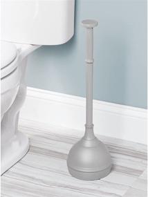 img 2 attached to 🚽 mDesign Gray Plastic Toilet Plunger Set with Lift & Lock Cover - Compact Discreet Freestanding Storage Caddy, Sleek Modern Design - Heavy Duty