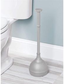 img 3 attached to 🚽 mDesign Gray Plastic Toilet Plunger Set with Lift & Lock Cover - Compact Discreet Freestanding Storage Caddy, Sleek Modern Design - Heavy Duty