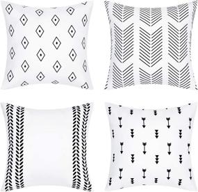 img 4 attached to 🛋️ Yastouay Geometric Throw Pillow Covers - Set of 4 Modern Decorative Cushion Covers for Sofa, Couch, Bed, and Car