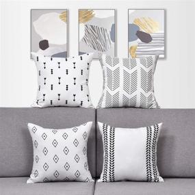 img 2 attached to 🛋️ Yastouay Geometric Throw Pillow Covers - Set of 4 Modern Decorative Cushion Covers for Sofa, Couch, Bed, and Car