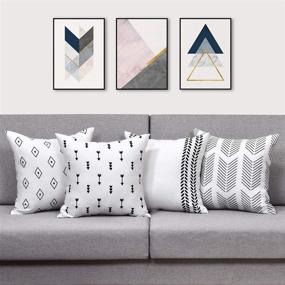 img 3 attached to 🛋️ Yastouay Geometric Throw Pillow Covers - Set of 4 Modern Decorative Cushion Covers for Sofa, Couch, Bed, and Car