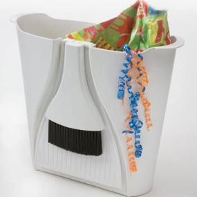 img 1 attached to Convenient MessKIT Wastebasket with Onboard Dustpan and Brush - White by Better Houseware 3015