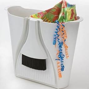 img 4 attached to Convenient MessKIT Wastebasket with Onboard Dustpan and Brush - White by Better Houseware 3015