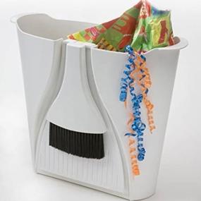img 2 attached to Convenient MessKIT Wastebasket with Onboard Dustpan and Brush - White by Better Houseware 3015