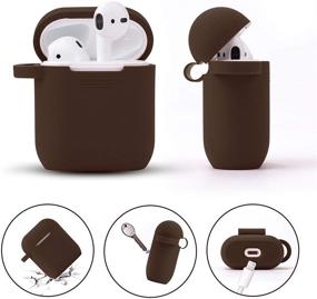 img 2 attached to 🎁 Чехол Filoto AirPods - Милый коричневый силиконовый защитный чехол для зарядного кейса Apple AirPods 2&1 с карабином, помпоном и ремешком - Идеальный подарок для женщин и девочек