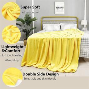 img 2 attached to 🛋️ JIAHANNHA Flannel Fleece Blanket Throw Size(50 by 60 Inches), Yellow Couch Sofa Bed Throw Blanket 280GSM, Super Soft Plush Cozy and Lightweight Warm Bed Blanket for All Season