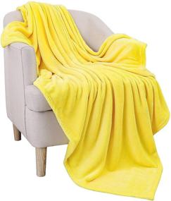 img 3 attached to 🛋️ JIAHANNHA Flannel Fleece Blanket Throw Size(50 by 60 Inches), Yellow Couch Sofa Bed Throw Blanket 280GSM, Super Soft Plush Cozy and Lightweight Warm Bed Blanket for All Season