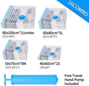 img 3 attached to 🧳 Bagail Vacuum Storage Bags: 16 Pack 80% Space Saver for Comforters, Blankets, Bedding, Clothes, Pillows, Towels & More! Hand Pump Included - 3 Jumbo, 5 Large, 6 Medium, 2 Small