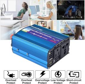 img 2 attached to 🔌 300W Car Power Inverter: DC 12V to 110V AC with Dual USB Ports & Universal Outlet Socket