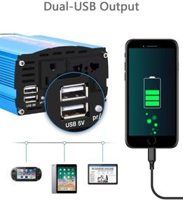 img 1 attached to 🔌 300W Car Power Inverter: DC 12V to 110V AC with Dual USB Ports & Universal Outlet Socket