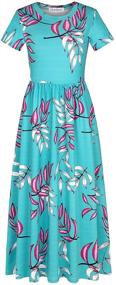 img 1 attached to Quedoris Girls Maxi Dress: Floral Printed Casual Dress with Pockets for Kids (Ages 4-10)