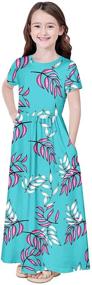 img 3 attached to Quedoris Girls Maxi Dress: Floral Printed Casual Dress with Pockets for Kids (Ages 4-10)