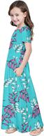 quedoris girls maxi dress: floral printed casual dress with pockets for kids (ages 4-10) logo