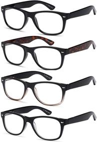 img 4 attached to Универсальные брендовые очки Gamma Ray для чтения - 4 пары стильных цельнозводов для мужчин и женщин - 2,50 кратное увеличение.