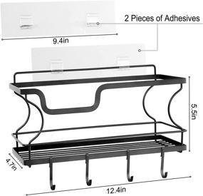 img 3 attached to 🚿 Multifunctional Wall Mounted Shower Organizer: No Drilling, Adhesive, Stainless Steel, 1 Tier, Black - Perfect for Bathroom, Kitchen, and Pantry Organization and Storage