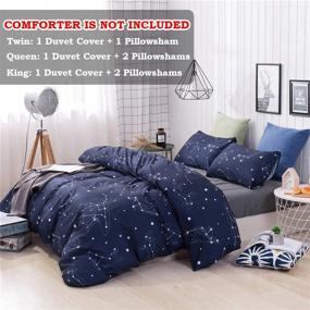 img 4 attached to 🌟 Premium Twin Size Kids' Duvet Cover Sets - 2 Pc Comfort Hub Bedding Set for Boys & Girls with YKK Zipper, Pillow Sham - Twin Constellation Blue