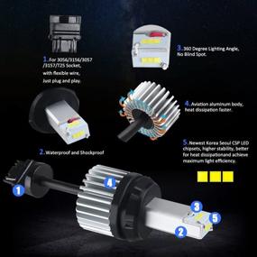 img 3 attached to 💡 Canbus LED лампы для задних фонарей заднего хода - без ошибок, супер яркие, 9-30V, 2200 люмен, совместимы с 3056 3156 3057 3157 T25, 6500K, Подключи и играй