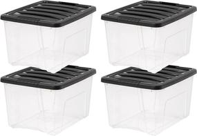 img 2 attached to Iris USA Plastic Bins - 40 Qt, Clear/Black, Stackable Storage Containers (4 Pack) with Latching Buckles Lid for Secure Organization