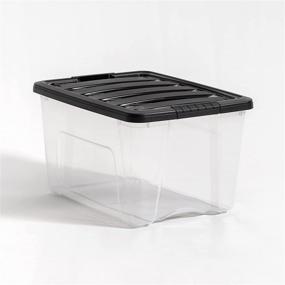 img 1 attached to Iris USA Plastic Bins - 40 Qt, Clear/Black, Stackable Storage Containers (4 Pack) with Latching Buckles Lid for Secure Organization