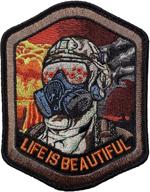 🌺 life is beautiful: reflective field of poppies in m5o cbrn gas mask - tactical morale patch logo