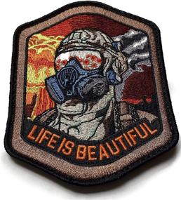 img 1 attached to 🌺 Life is Beautiful: Reflective Field of Poppies in M5O CBRN Gas Mask - Tactical Morale Patch
