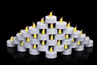 pack of 50 flameless tea lights candles, warm yellow led battery operated flickering candles, ideal for party, wedding, birthday, gifts, and home decoration логотип