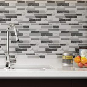 img 3 attached to Art3d 12x12 Peel & Stick Kitchen Backsplash Tile - Marble Grey (6 Sheets)