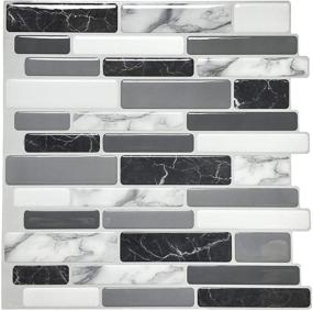 img 4 attached to Art3d 12x12 Peel & Stick Kitchen Backsplash Tile - Marble Grey (6 Sheets)