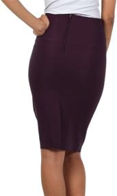 img 3 attached to 💃 Stylish and Sleek: Sakkas Petite High Waist Stretch Pencil Skirt with Flattering Shirred Waist Detail