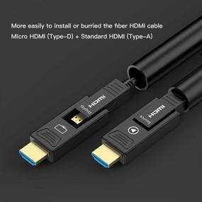 img 3 attached to Высокопроизводительный HDMI-кабель BIFALE Fiber 2.0b - 33 фута | 4К HDR 60 Гц, RGB, ARC, HDCP2.2, 18 Гбит/с | Оптический HDMI-кабель совместим с UHD TV, монитором, компьютером, Xbox 360, PS5 PS4, Blu-ray | Двойной микро HDMI - 10 метров