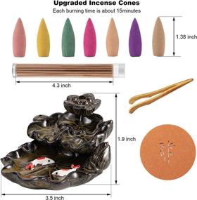 img 3 attached to 🌸 Ceramic Backflow Incense Holder Waterfall Incense Burner: Complete Aromatherapy Set with 120 Backflow Incense Cones & 30 Incense Sticks, Porcelain Lotus Censer - Stylish Home Decor AGX