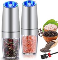 🧂 premium stainless steel gravity electric salt and pepper grinder set with adjustable coarseness, led light, and one-hand operation - battery-operated pepper and salt mill grinder logo