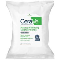 🧼 cerave makeup removing cleanser cloths: powerful makeup wipes for dirt, oil, & waterproof makeup - fragrance free, 25 count logo