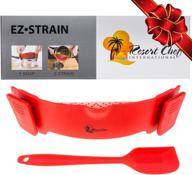 resort chef clip-on pot strainer: efficiently strain pasta, meat grease, eggs, rice, fruits & vegetables - bpa free, eco-friendly! includes bonus matching silicone spatula- perfect gift idea! logo