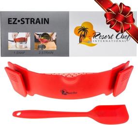 img 4 attached to Resort Chef Clip-on Pot Strainer: Efficiently Strain Pasta, Meat Grease, Eggs, Rice, Fruits & Vegetables - BPA Free, Eco-Friendly! Includes Bonus Matching Silicone Spatula- Perfect Gift Idea!