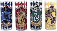 multicolored 10-ounce tumbler set: silver buffalo harry potter hogwarts house crests - pack of 4 logo